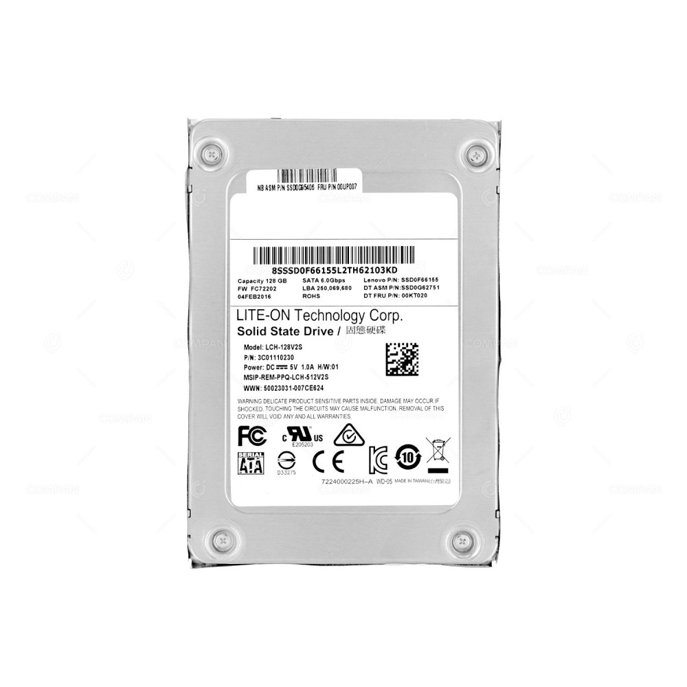 00KT020 IBM 128GB 6G 2.5 SFF SATA III SSD 7MM 00UP007, SSD0G62751, SSD0G95406, SSD0F66155, LCH-128V2S, 3C01110230